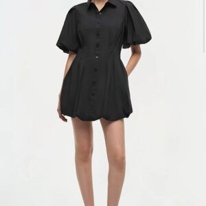 Jonathan Simkhai Black Mini Dress with Puff Sleeves
